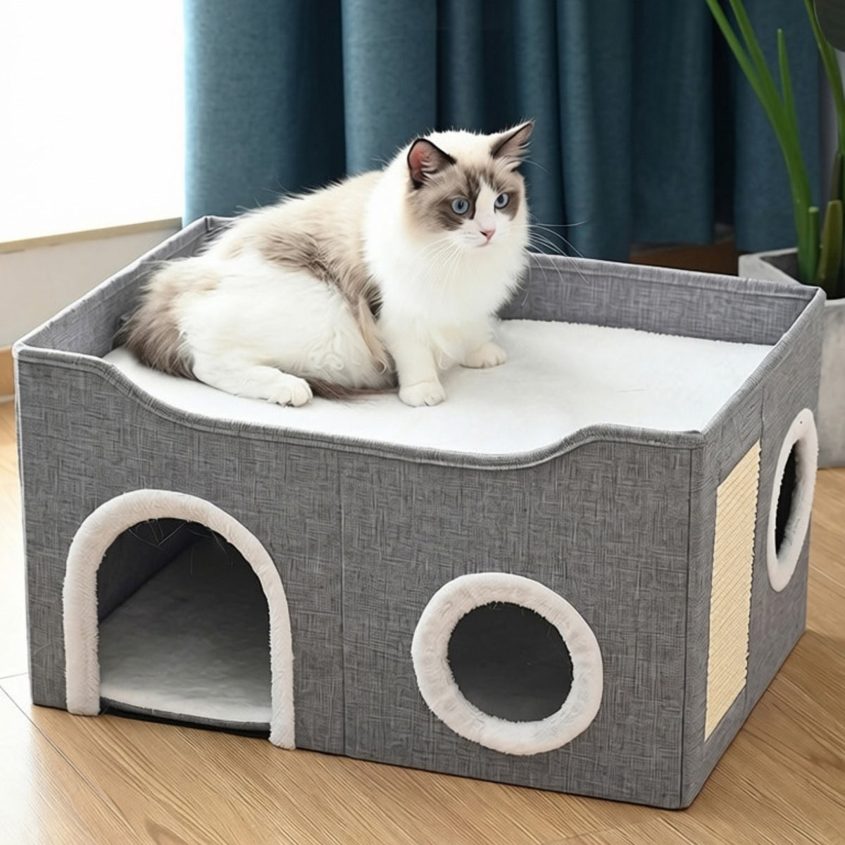 Ổ nằm cho mèo Cozy Box form cứng gấp gọn