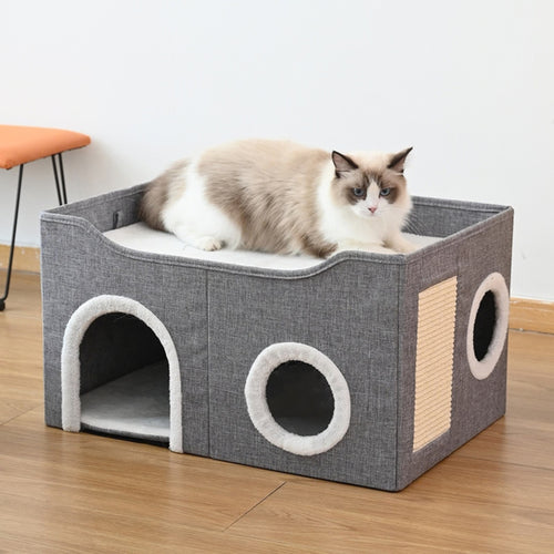 Ổ nằm cho mèo Cozy Box form cứng gấp gọn