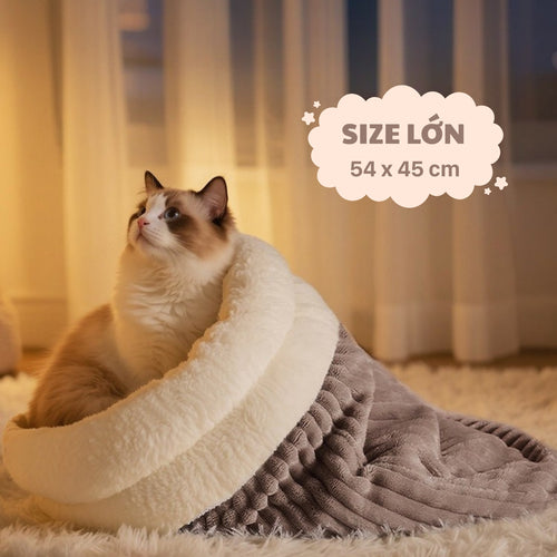 Túi ngủ cho mèo Marshmeollow size lớn ấm áp
